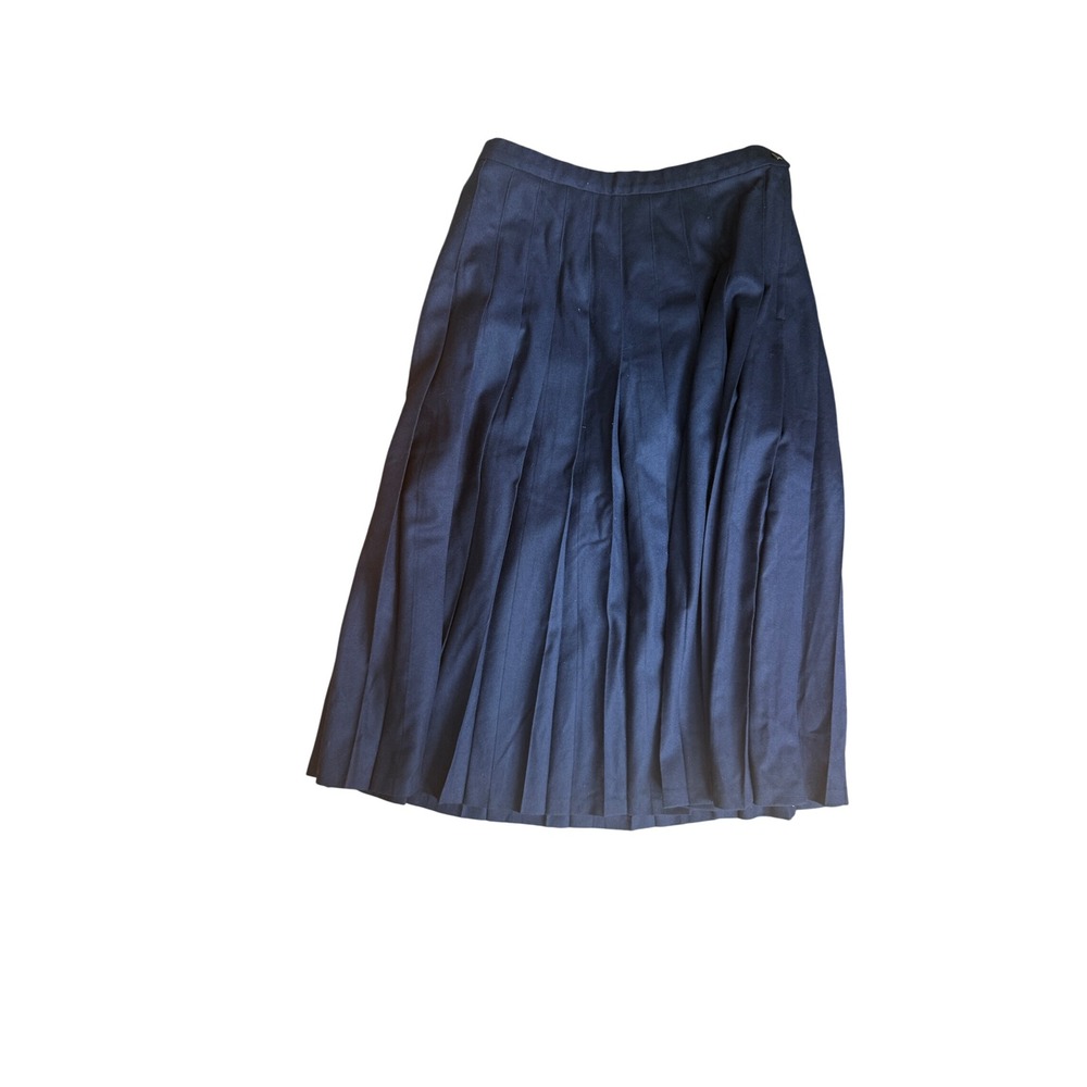 Vintage Pendleton Navy Blue 100% Virgin Wool Pleated Maxi Skirt USA Made